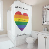 Individuelle Name und Text-Regenbogenherz Duschvorhang (Beispiel)