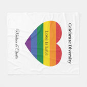 Individuelle Name und Text-Regenbogenherz Fleecedecke (Vorderseite (Horizontal))