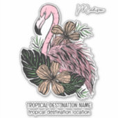 Individuelle Name und Text rosa Flamingo Aufkleber (Vorderseite)