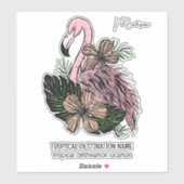 Individuelle Name und Text rosa Flamingo Aufkleber (Blatt)