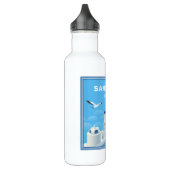 Individuelle Name und Text Santorini Griechenland Edelstahlflasche (Links)