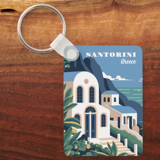 Individuelle Name und Text Santorini Griechenland Schlüsselanhänger (Vorderseite)