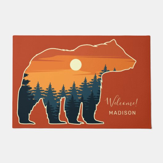 Individuelle Name- und Textbärenwald Fußmatte (Vorderseite)