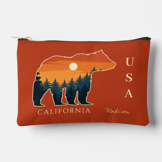 Individuelle Name- und Textbärenwald Zubehörtasche (Vorderseite)