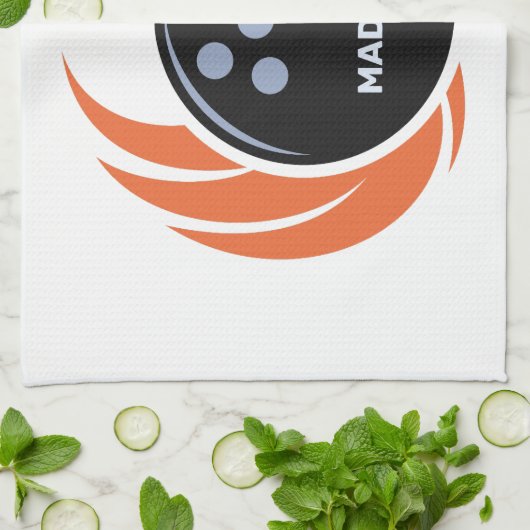 Individuelle Name- und Textbowling mit Flammen Geschirrtuch (Gefaltet)