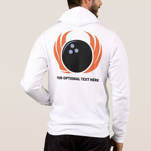 Individuelle Name- und Textbowling mit Flammen Hoodie (Rückseite)