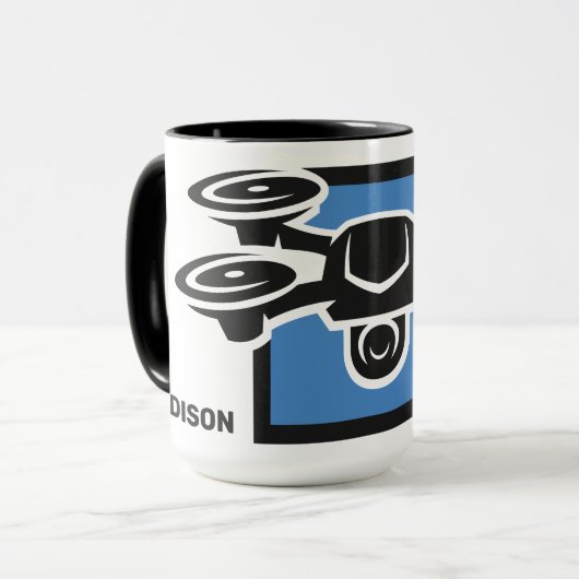 Individuelle Name- und Textdrossel Tasse (Vorderseite Links)