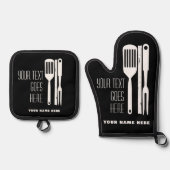 Individuelle Name- und Textfarbe Ofenhandschuh & Topflappen-Set (Vorderseite)