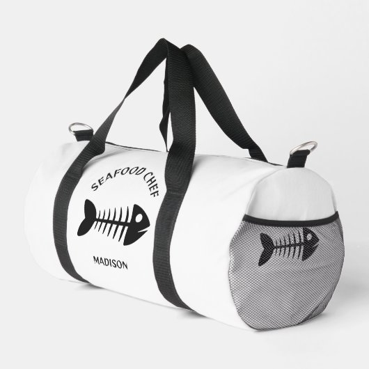 Individuelle Name- und Textfisch Duffle Bag (Rechte Ecke)