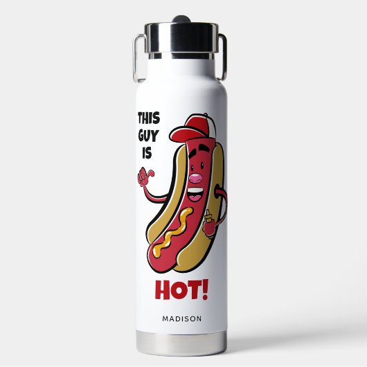 Individuelle Name- und TextHot Dog Trinkflasche (Vorderseite)