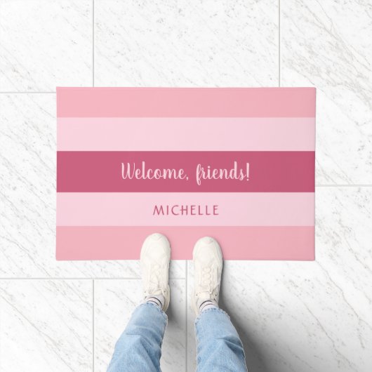 Individuelle Name- und Textrosa Streifen Fußmatte (Indoor)
