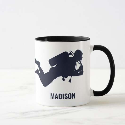 Individuelle Name- und Textskuba Tasse (Rechts)