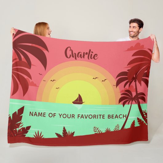 Individuelle Name- und Texttücher für Beach Illust Fleecedecke (Beispiel)