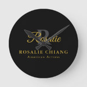 Individuelle Name- und Titeluhr mit Monogramm Runde Wanduhr (Vorderseite)