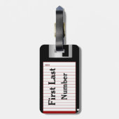 Individuelle Name- und Zahlendiskette auf doppelse Gepäckanhänger (Rückseite vertikal)