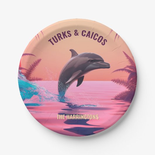 Individuelle Name- und Zieldolphin Pappteller (Vorderseite)