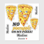 Individuelle Name und Zutaten Angry Pizza Aufkleber (Blatt)