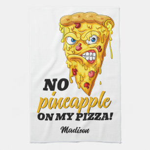 Individuelle Name und Zutaten Angry Pizza Geschirrtuch