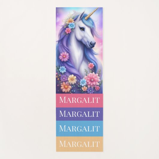 Individuelle Name Unicorn Blume Unicorn Yogamatte (Vorderseite)