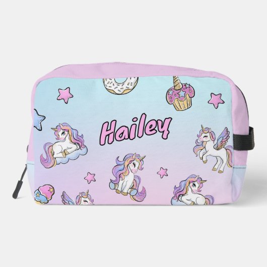 Individuelle Name Unicorn Kinder zurück in die Sch Waschbeutel (Rückseite)