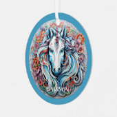 Individuelle Name Unicorn Ornament Aus Metall (Vorderseite links)