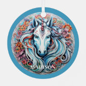 Individuelle Name Unicorn Ornament Aus Metall (Rückseite)
