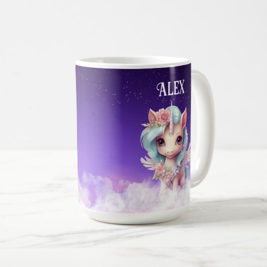 Individuelle Name Unicorn Tasse (VorderseiteRechts)