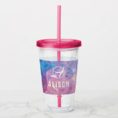 individuelle Name unicorn Tumblers mit Stroh auf k Acryltrinkbecher (Vorderseite)