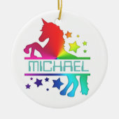 Individuelle Name Unicorn Weihnachtsbaum Keramik Ornament (Vorne)