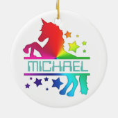 Individuelle Name Unicorn Weihnachtsbaum Keramik Ornament (Hinten)