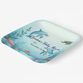 Individuelle Name unter der Sea Baby Dusche Pappteller (Gewinkelt)