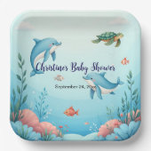 Individuelle Name unter der Sea Baby Dusche Pappteller (Vorderseite)