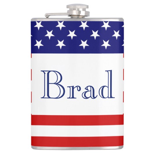 Individuelle Name USA Flaggenzeichen Flachmann (Vorderseite)