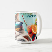Individuelle Name Vacation Cat Kaffeetasse (VorderseiteRechts)