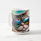 Individuelle Name Vacation Cat Kaffeetasse (Vorderseite Links)