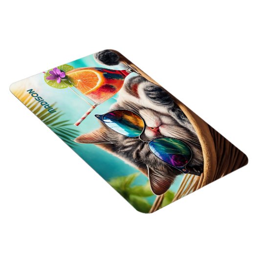 Individuelle Name Vacation Cat Magnet (Rechte Seite)