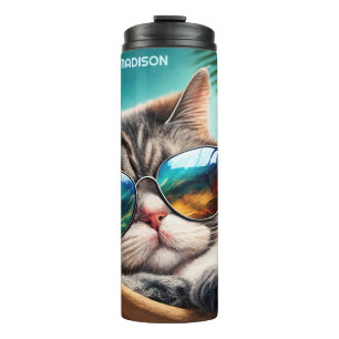 Individuelle Name Vacation Cat Thermosbecher