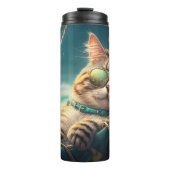 Individuelle Name Vacation Cat Thermosbecher (Vorderseite)
