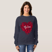 Individuelle Name Valentine Heart Shaped Rose Navy Sweatshirt (Vorne ganz)