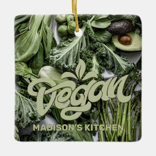 Individuelle Name Vegan Keramikornament (Vorderseite)