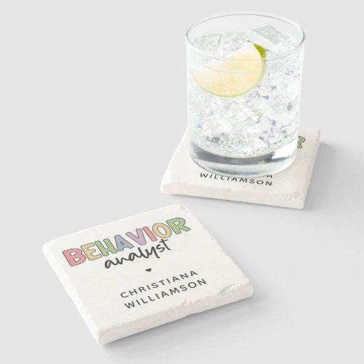 Individuelle Name-Verhaltensanalyst Steinuntersetzer (Seitenansicht)