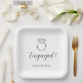 Individuelle Name Verlobte Diamantenring-Engagemen Pappteller