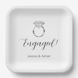Individuelle Name Verlobte Diamantenring-Engagemen Pappteller