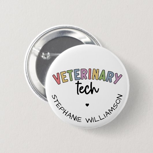 Individuelle Name Veterinary Tech | Tierarzt Button (Vorne & Hinten)