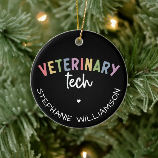 Individuelle Name Veterinary Tech | Tierarzt Keramik Ornament (Baum)