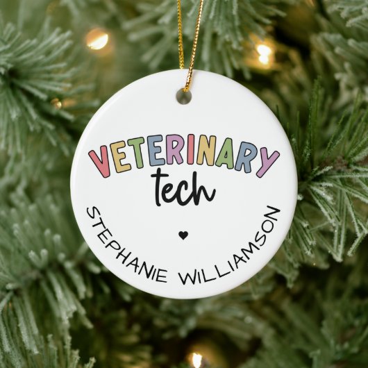 Individuelle Name Veterinary Tech | Tierarzt Keramik Ornament (Baum)