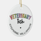 Individuelle Name Veterinary Tech | Tierarzt Keramik Ornament (Rechts)