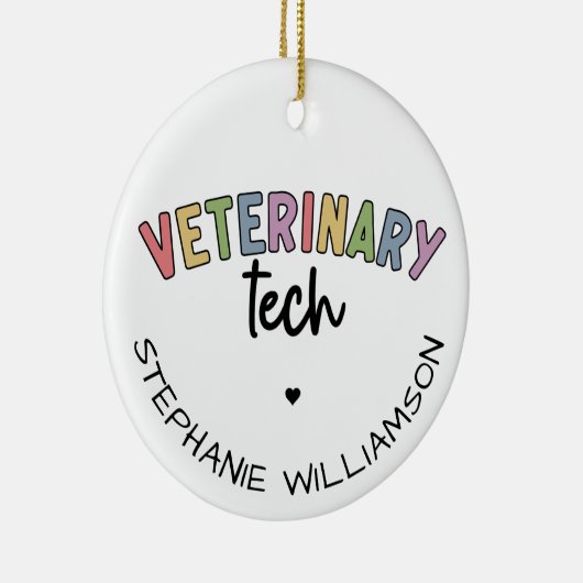 Individuelle Name Veterinary Tech | Tierarzt Keramik Ornament (Rechts)
