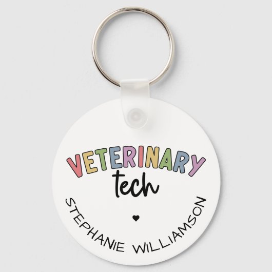 Individuelle Name Veterinary Tech | Tierarzt Schlüsselanhänger (Vorderseite)