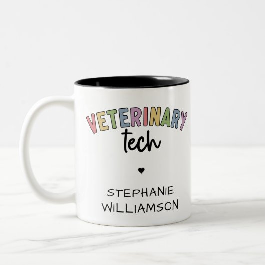 Individuelle Name Veterinary Tech | Tierarzt Zweifarbige Tasse (Links)
